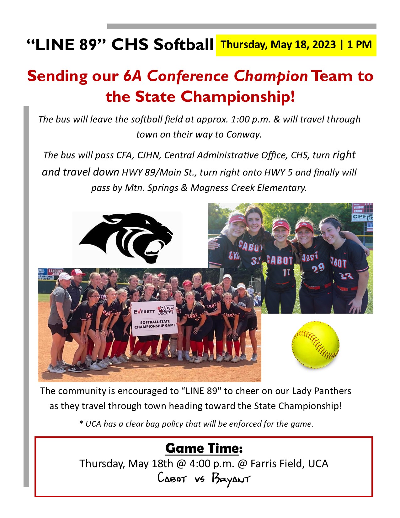 CHS Softball LINE 89 to State Finals 2023